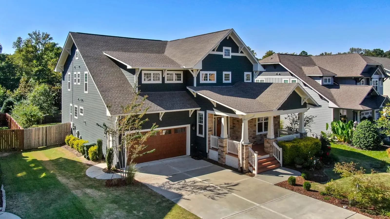 Craftsman-style custom home with a covered front porch in the Upstate of South Carolina